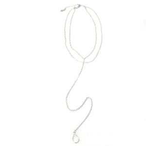 "Nina" Long Layered Necklace with Teardrop Crystal