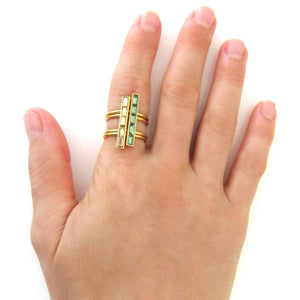Double Shank Tiny Baguette Bar Ring with Swarovski Crystal