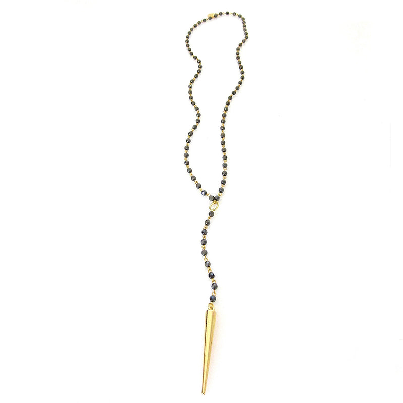 "Halle" Metal Spike Rosary Necklace