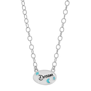 Sterling Colorful Words Enamel Oval Necklace