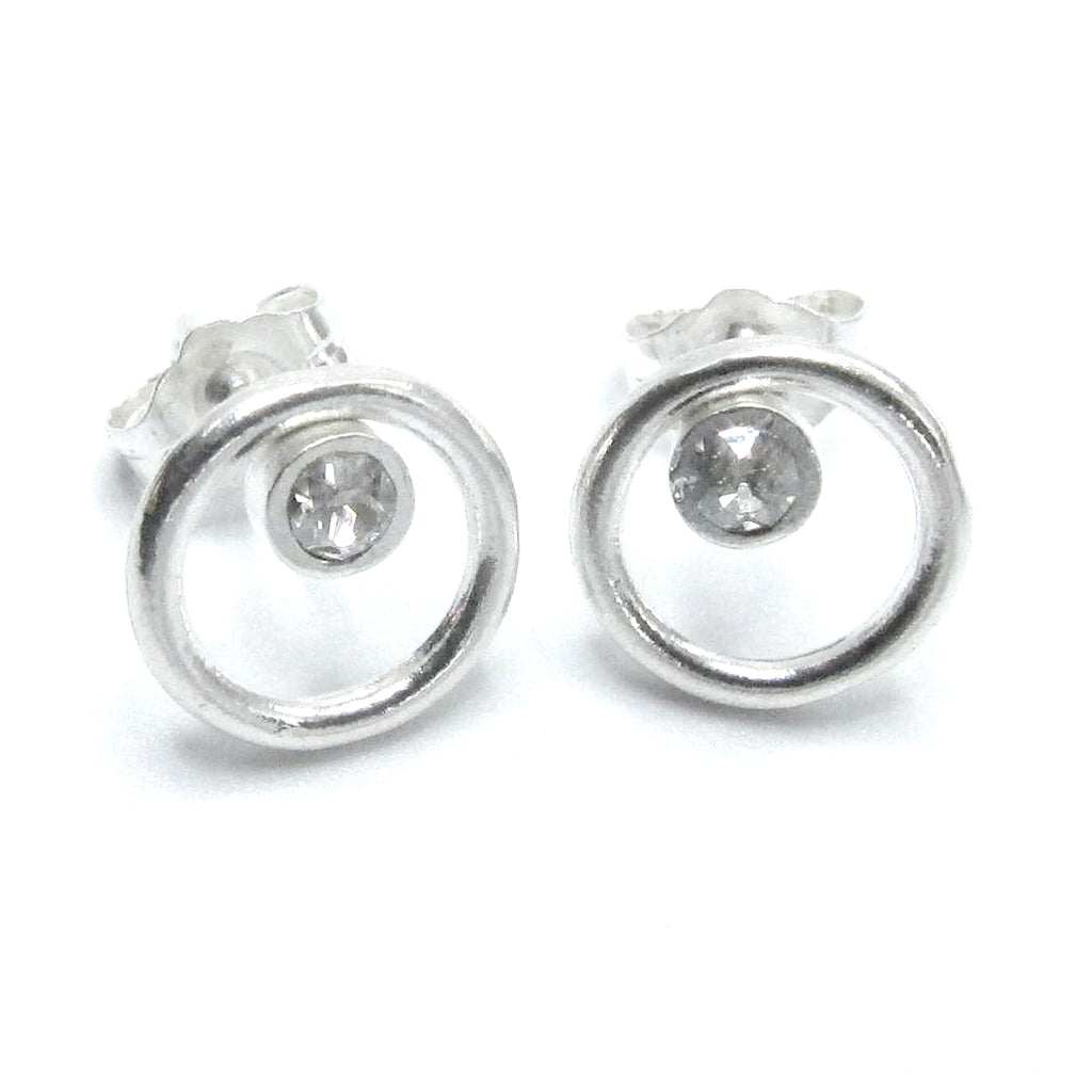 Sterling Silver "Eternity Circle" Stud with round Swarovski Crystals