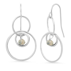 Sterling and Semi-Precious "Halo" Circle Earrings