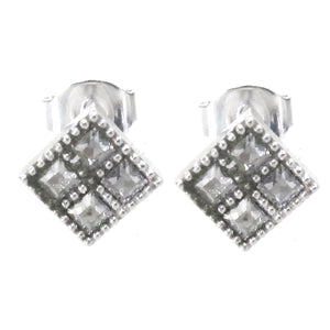 Sterling Silver Mini Grid Earrings with Swarovski Crystals