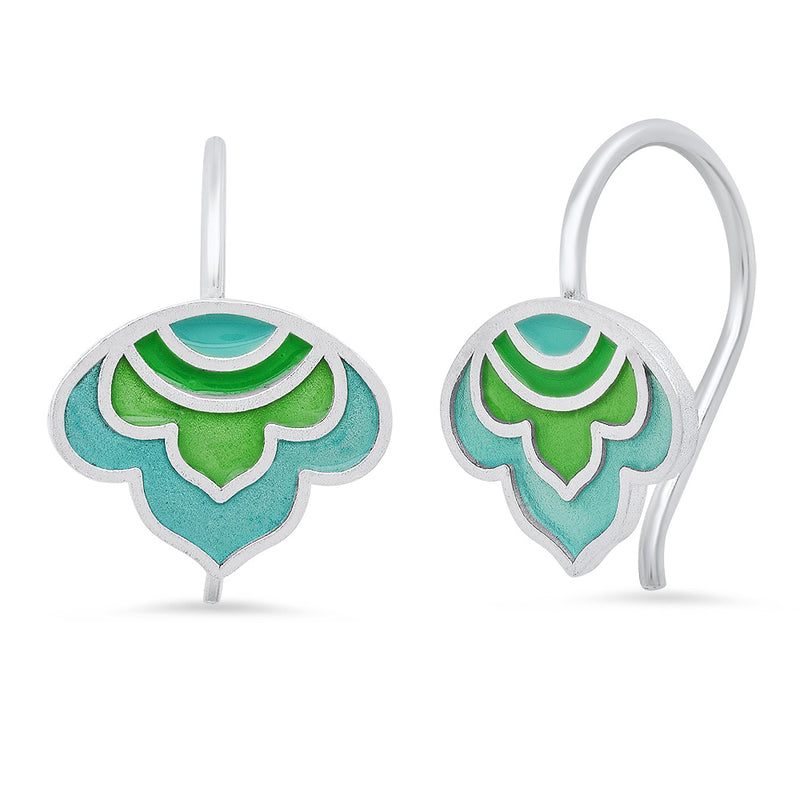 Sterling Enameled Lotus Ear Wires