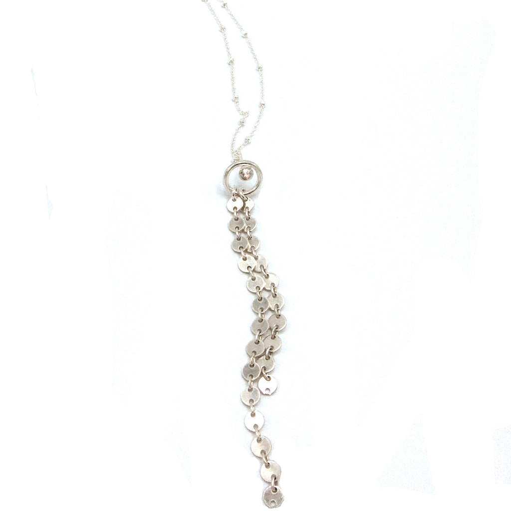 Sterling Silver "Eternity Circle" Waterfall Necklace With Swarovski Crystal