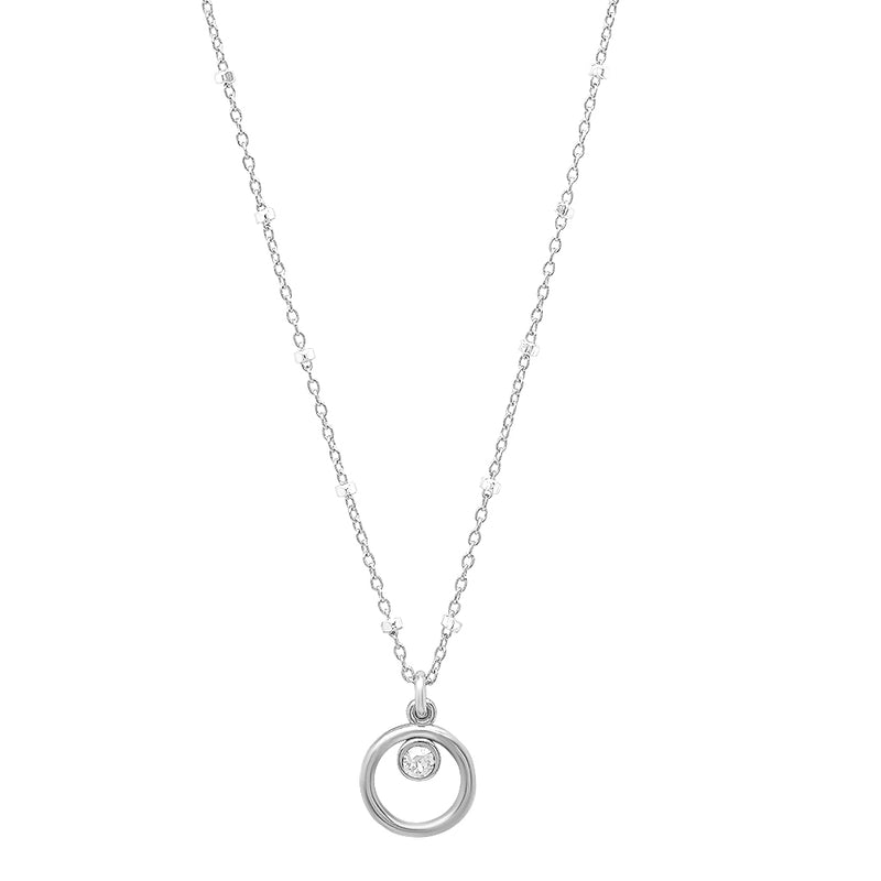 Circle Necklace, .925 Sterling Silver Diamond CZ Eternity Open Circle –  KesleyBoutique