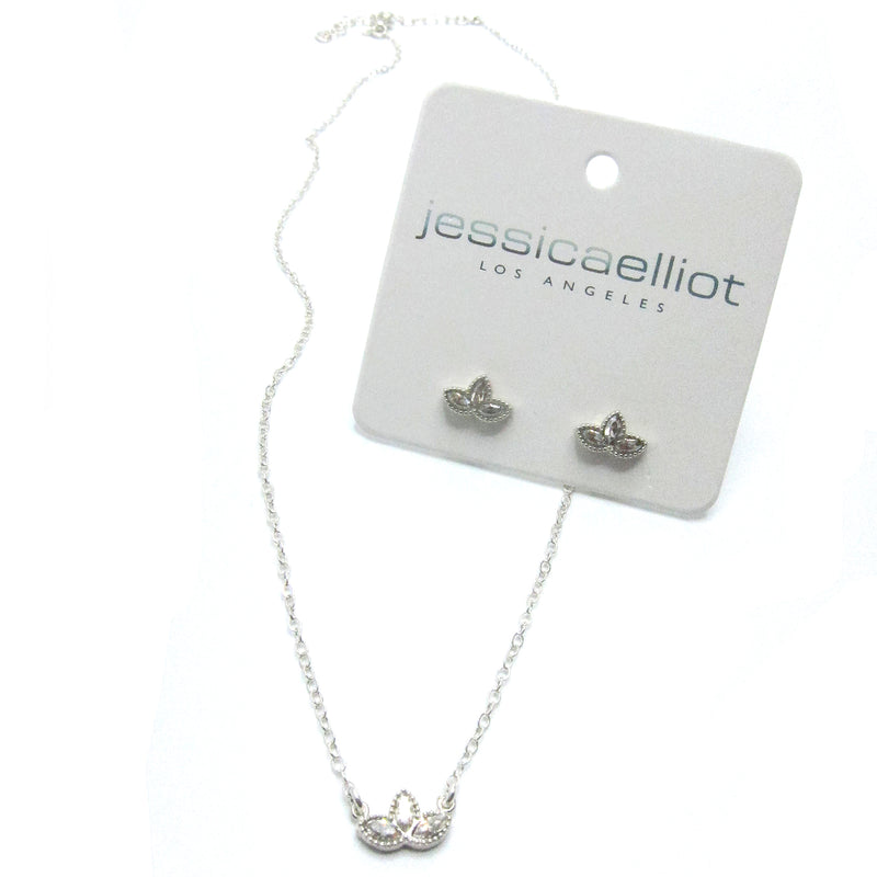 Combo Set:  Sterling Lotus Pendant with Swarovski, Sterling Lotus earrings with Swarovski