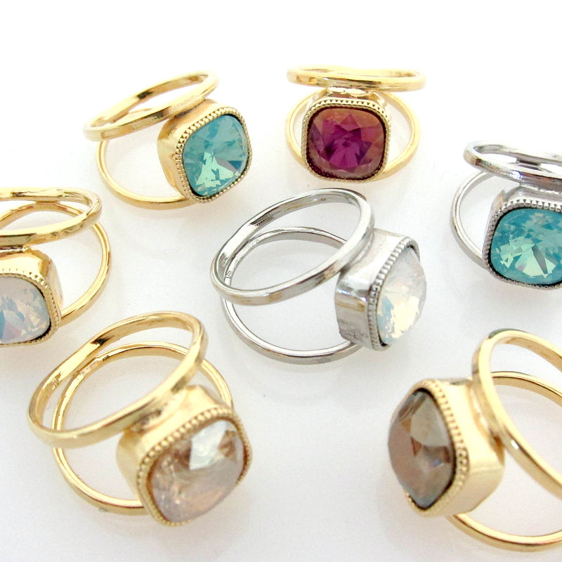 Clara Beau Simply Classy Rectangle Swarovski Crystal Ring R45 Silver –  bluejewelshop