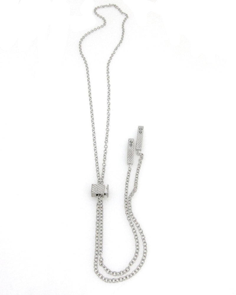 Denmark Collection Long Slider Necklace with Textured Swarovski Bars