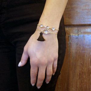 "Nina" Slider Bracelet With Triple Small Round Crystal