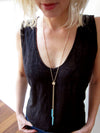 Denmark Collection Long Slider Necklace with Semi-Precious Stone Spikes