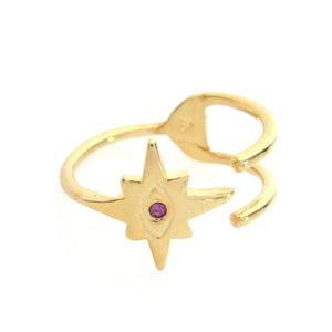 Celestial Evil Eye Star Ring with Swarovski Crystal